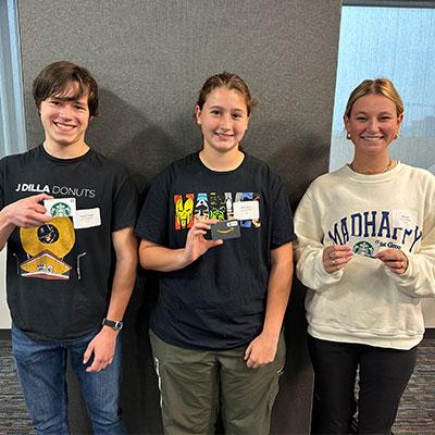 (L-R) Alexander Gonzalez, Addison Edwards, Mary Carolyn Conrad. (Photo by David Fanucchi/UTHealth Houston)