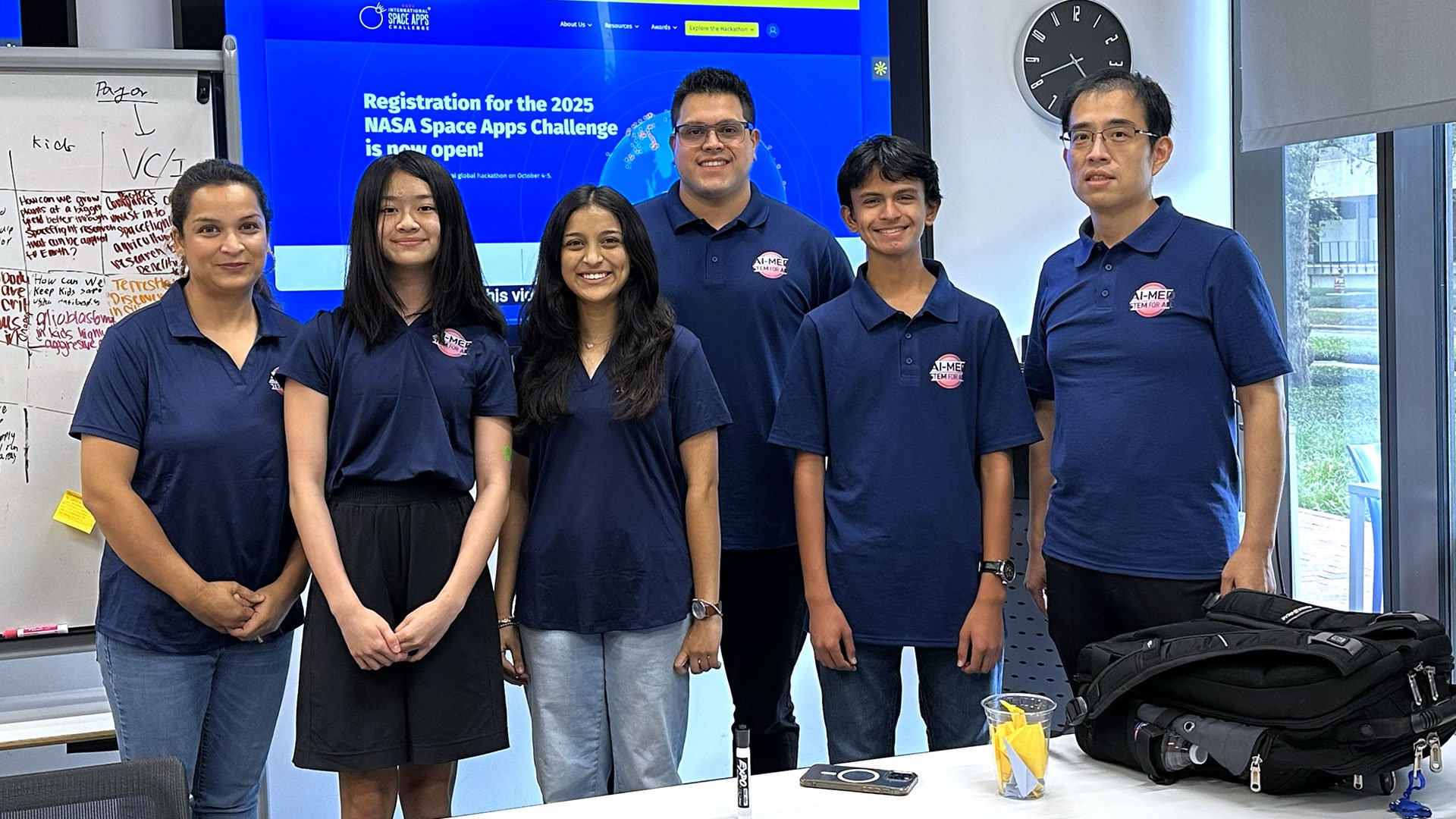 Group photo of the Houston 2025 award winner at the NASA International Space Apps Challenge and selected as a global nominee.