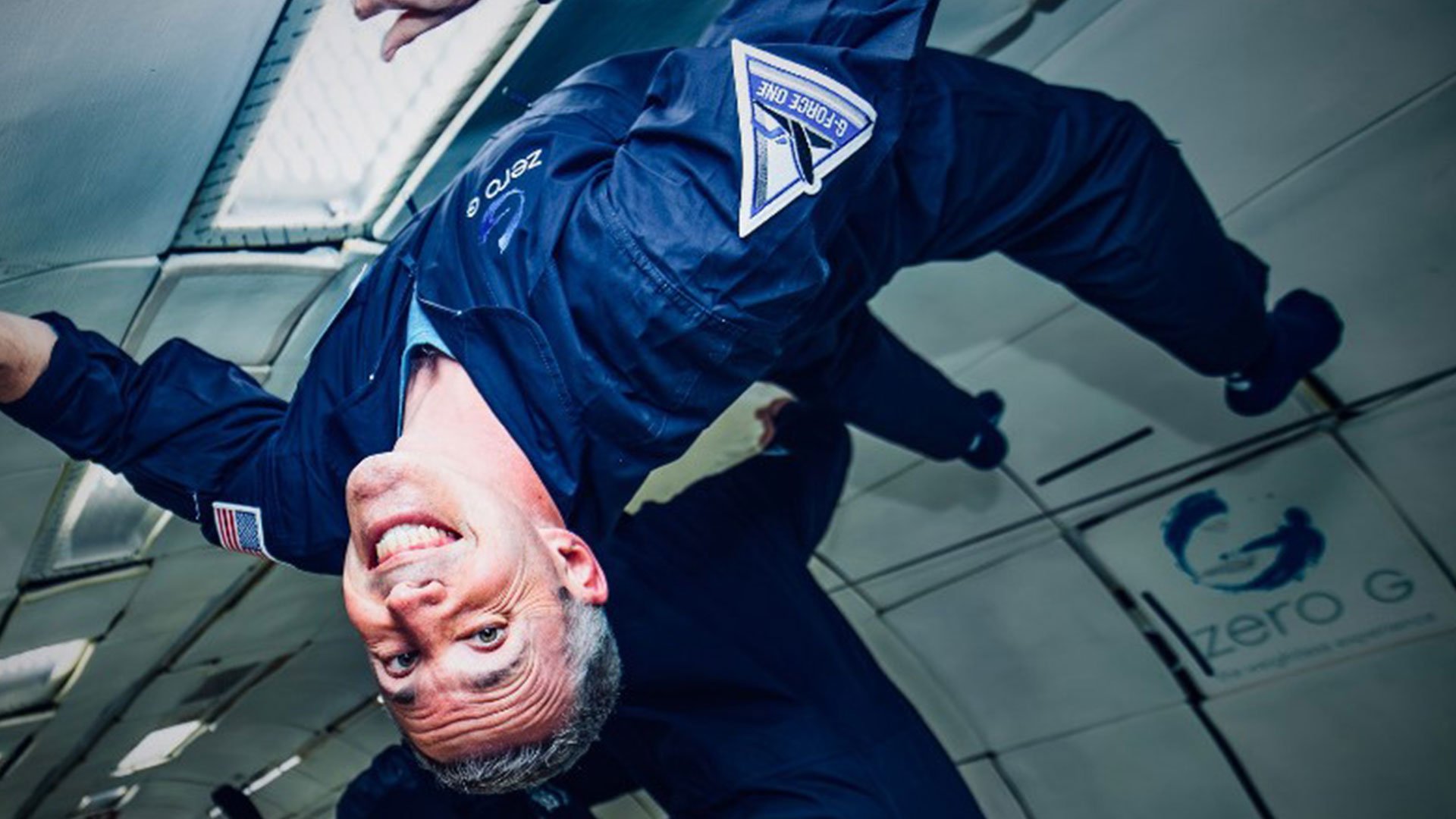 Kris Lehnhardt floating in a capsule.