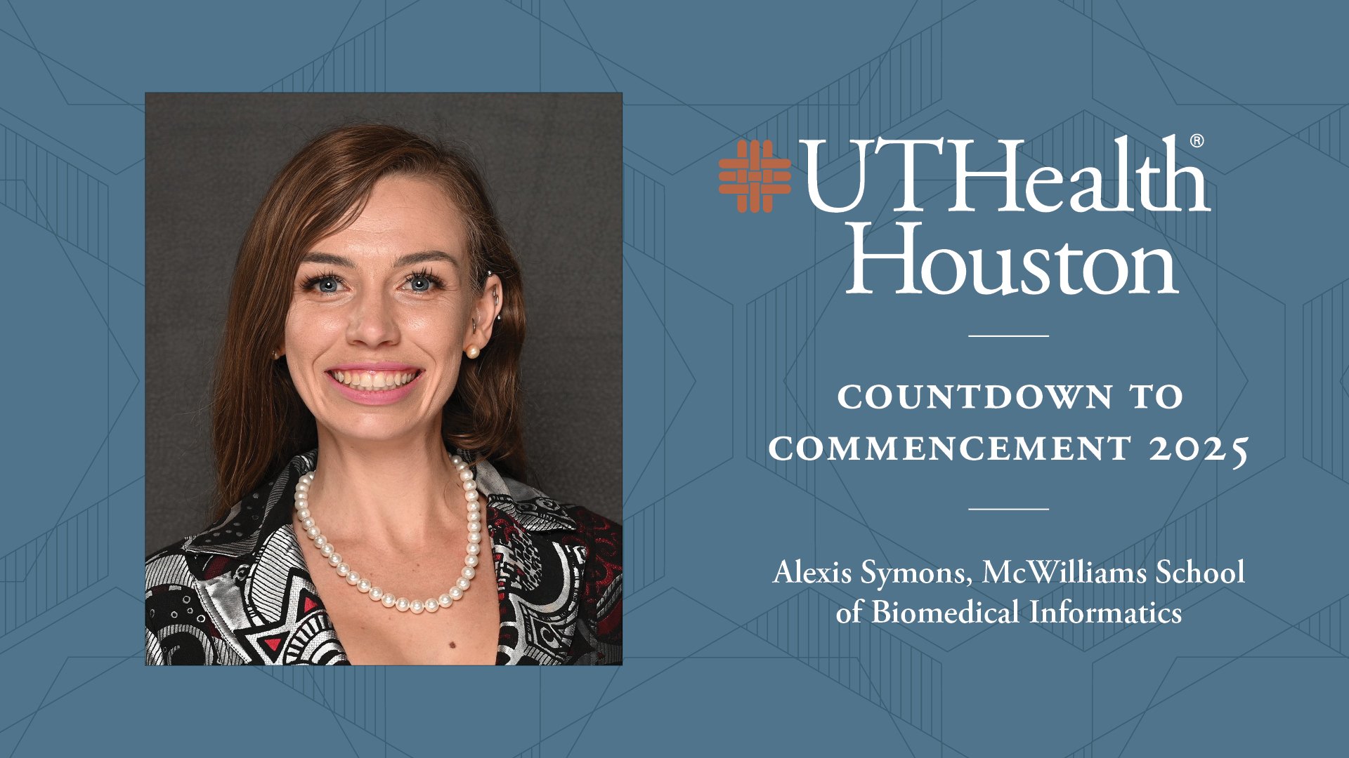 A photo of Alexis Symons next to the UTHealth Houston logo