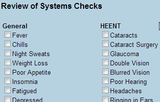 Use predefined checklists to collect patient health related information