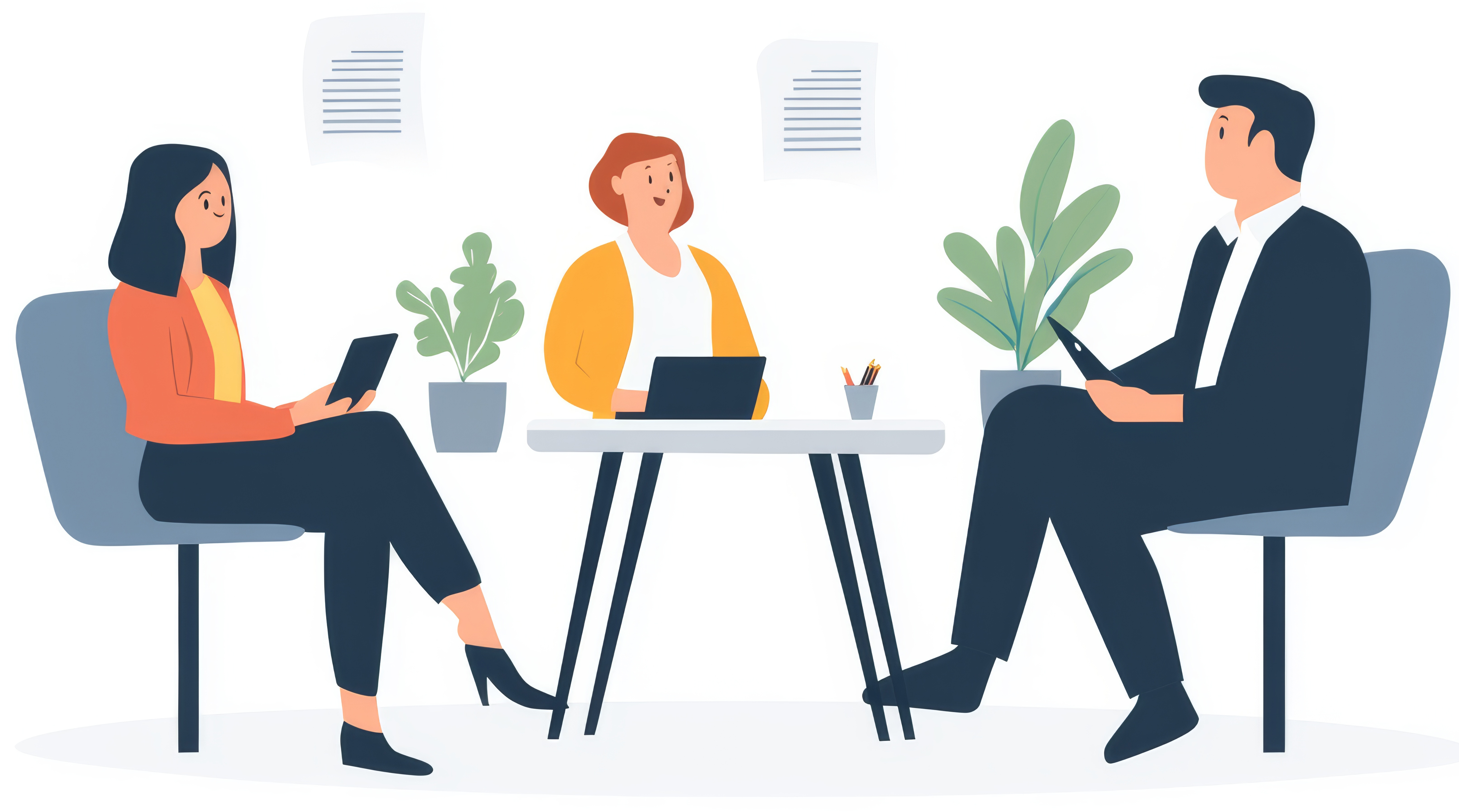 professional people sitting at a table talking